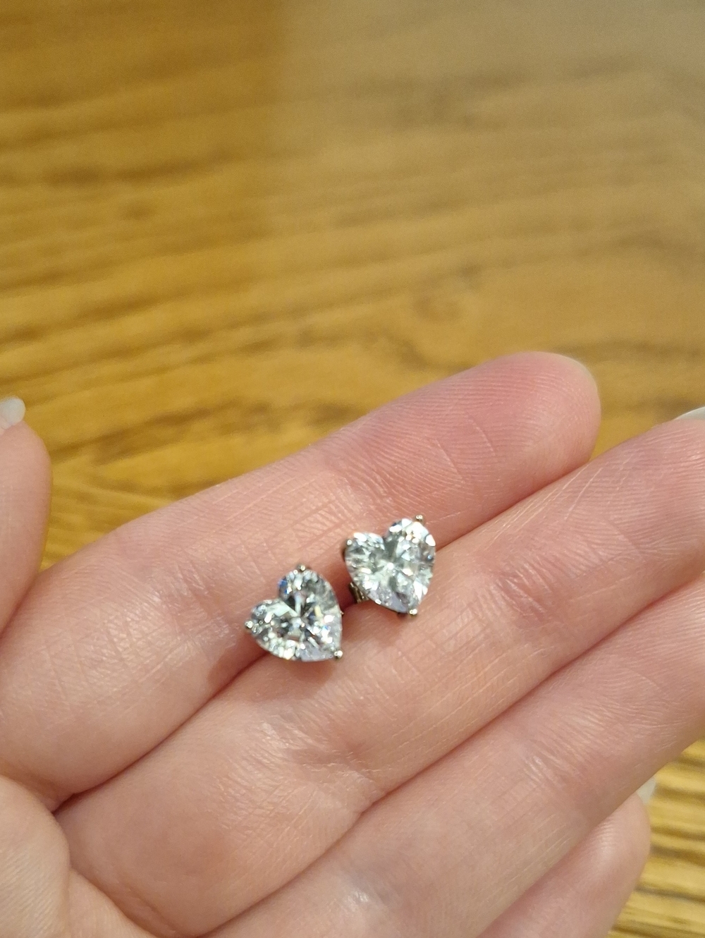 Diamonique Clear Heart Stud Earrings